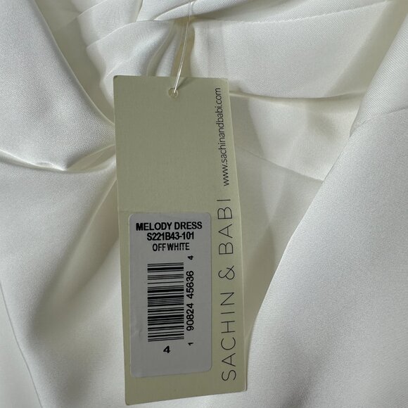 NWT SACHIN + BABI Melody Dress in Off-White Midi Casual Cutout Puff Sleeve 4 - Picture 10 of 12